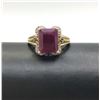 Image 1 : 10K GOLD RING RED STONE & DIAMONDS SIZE 7