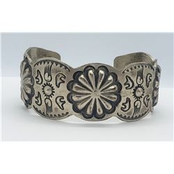 VINTAGE STERLING CUFF WITH NAVAJO ENGRAVED