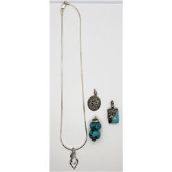 STERLING NECKLACE/CHAIN WITH (4)PENDANTS