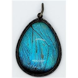 VINTAGE STERLING TEARDROP PENDANT WITH BLUE