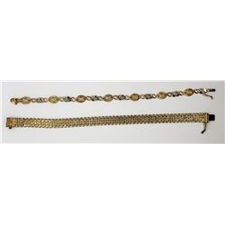 2-GOLD TONED STERLING BRACELETS (1)WOVEN