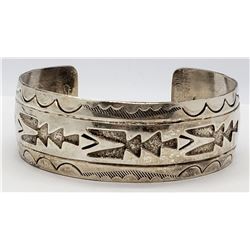 VINTAGE STERLING CUFF WITH NAVAJO ENGRAVED