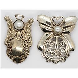 2-VINTAGE STERLING ANGEL BROOCH/PINS