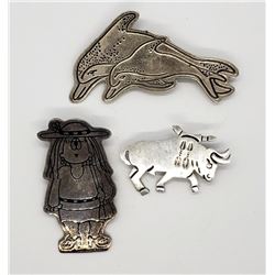 3-VINTAGE MEXICO STERLING BROOCH/PINS