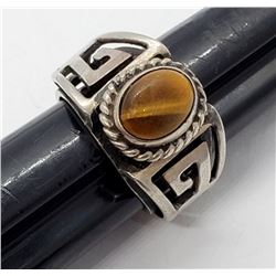 MEXICO STERLING TIGER EYE MEN'S RING SIZE 8