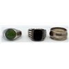 Image 1 : 3-VINTAGE STERLING RINGS (1)JADE (1)BLACK ONYX