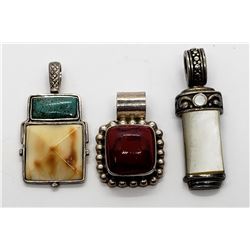 3-VINTAGE STERLING PENDANTS ALL WITH DIFFERENT