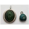 Image 1 : 2-VINTAGE TEARDROP PENDANTS WITH GREEN
