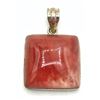 Image 1 : .925 SQUARE PENDANT WITH LARGE TRANSLUCENT RED