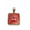 Image 2 : .925 SQUARE PENDANT WITH LARGE TRANSLUCENT RED