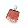 Image 3 : .925 SQUARE PENDANT WITH LARGE TRANSLUCENT RED