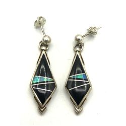 CALVIN BEGAY ZUNI EARRINGS STUNNING.