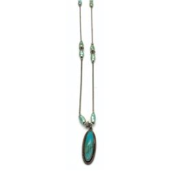 "LR" NECKLACE W TURQUOISE PENDANT