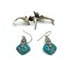 Image 1 : 2 PAIRS STERLING EARRINGS DOLPHIN/TURQ/ONXY