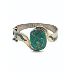 TAXCO .925 BRACELET W/ GREEN TURQOUISE INLAY