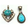 Image 1 : 2 STERLING TURQUOISE PENDANTS