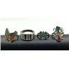 Image 1 : 4  RINGS WITH TURQUOISE AND RED