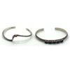 Image 2 : 2 STERLING BANGLES BLACK AND RED STONE