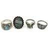 Image 2 : 4 STERLING ABALONE INLAY RINGS SZ 6-8