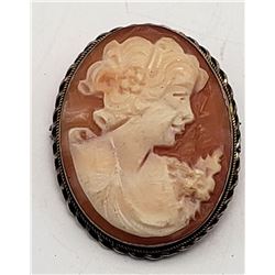 800 STERLING SEA SHELL CAMEO PENDANT/BROOCH