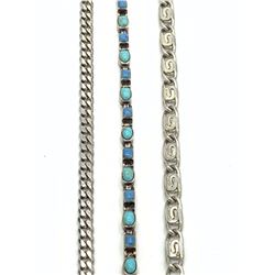 3 STERLING BRACELETS (1-TURQ STONES)