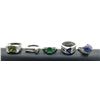 Image 1 : 5-SIZE 7 STERLING RINGS W GREEN/BLUE STONES