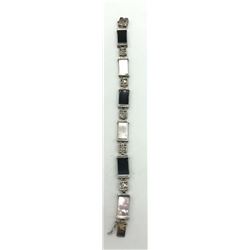 .925 BRACELET WHITE/BLACK SQUARE LINKS