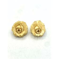 BONE OR IVORY FLOWER CLIP ON EARRINGS