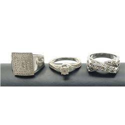 3  RINGS .925 SIZE 7 EYE CATCHING! MARCASITE