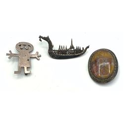 3 VINTAGE BROOCHES-- DETAILED