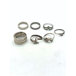 7 STERLING RINGS WITH NO STONES SZ 6