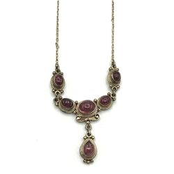 VINTAGE STERLING NECKLACE W PURPLE STONES