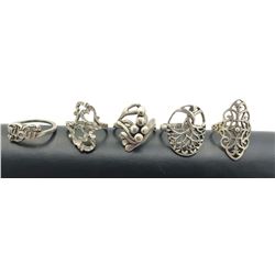 5 STERLING RINGS WITH NO STONES