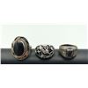 Image 2 : 3 BLACK STONE RINGS LARGE STONES STERLING