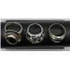 Image 5 : 3 BLACK STONE RINGS LARGE STONES STERLING