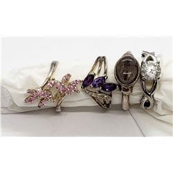 4 STERLING RINGS W STONES EXQUISITE! SIZE 6
