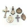 Image 2 : 6 RELIGIOUS PENDANTS CROSS, PRAYER HANDS ETC