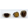 Image 1 : 3-VINTAGE STERLING TIGER EYE RINGS