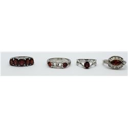 4-GORGEOUS STERLING RINGS WITH GARNET ACCENTS