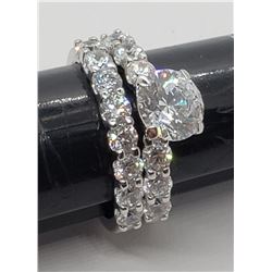 SIZE 8 STERLING SOLITAIRE RING WITH MATCHING
