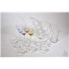Image 1 : Glass footed punch bowl with eight punch cup and a glass ladle, six coloured appertif glasses with c