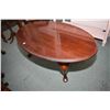 Image 2 : Semi contemporary oval coffee table and matching single drawer end table on cabriole support, made i