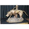 Image 1 : Bronze hound dog tied to tree statue, 28" in height