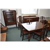 Image 1 : Oak Refectory style dining suite with table and two insert leaves, six chairs including one carver, 
