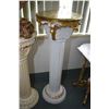 Image 1 : Wooden repainted white and gold 42" statuary stand plus a mid 20th century occasional table, also pa