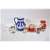 Image 1 : Tray lot of collectibles including 5 1/2" Wedgwood jug, small Franz poppy themed bud base, sterling 