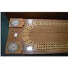 Image 2 : Handmade floor standing cribbage board table with built in coasters, perfect for the cottage