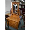 Image 1 : Antique Canadian two drawer maple dresser with harp back mirror