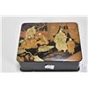 Image 1 : Antique Japanese lacquered box with gilt figural court scene lid, 7" X 6" X 2 1/2"
