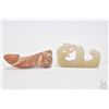Image 1 : White "Dragon & Son" jade hook and a Sino-Tebetan "Blessing for Descendants" stone figure 3 1/2" in 